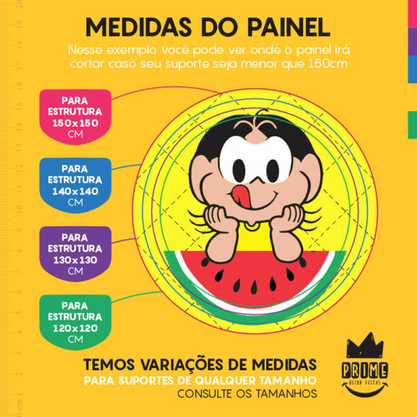 Painel Redondo 3D Magali Amarelo Tecido Sublimado - Image 4