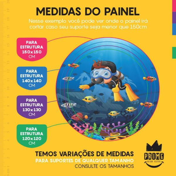 Painel Redondo 3D Mergulhador Aventureiro Tecido Sublimado - Image 4