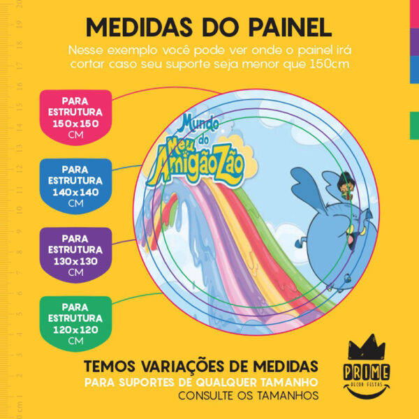 Painel Redondo 3D Meu Amigaozão Tecido Sublimado - Image 4
