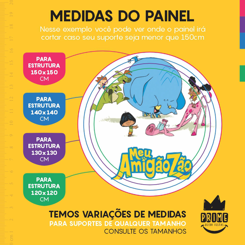 Painel Redondo 3D Meu Amigaozão Tecido Sublimado - Imagem 4