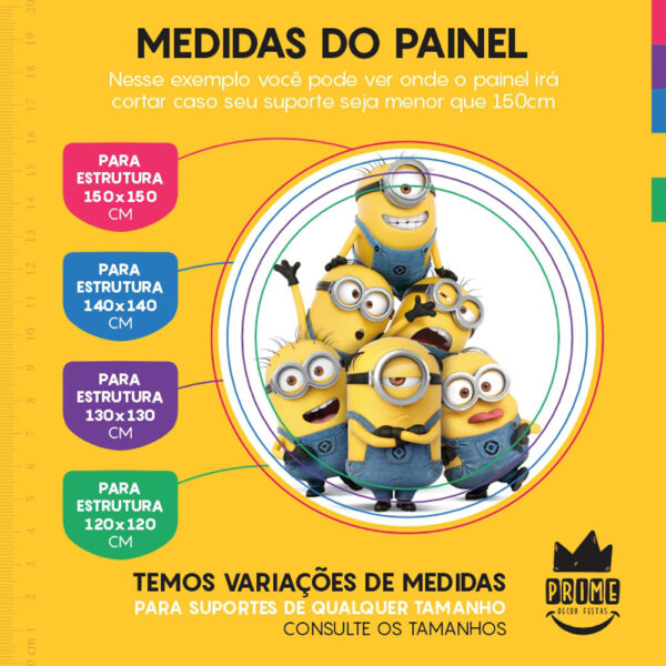 Painel Redondo 3D Minions Tecido Sublimado - Image 4