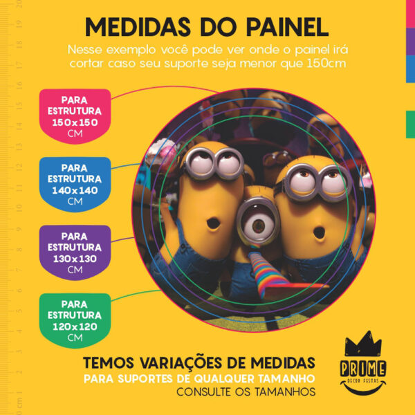 Painel Redondo 3D Minions Tecido Sublimado - Image 4