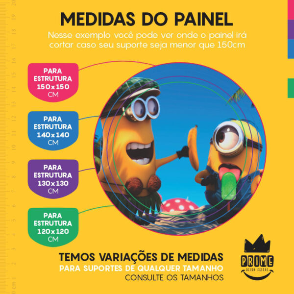 Painel Redondo 3D Minions Tecido Sublimado - Image 4