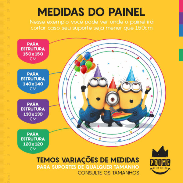 Painel Redondo 3D Minions Tecido Sublimado - Image 4