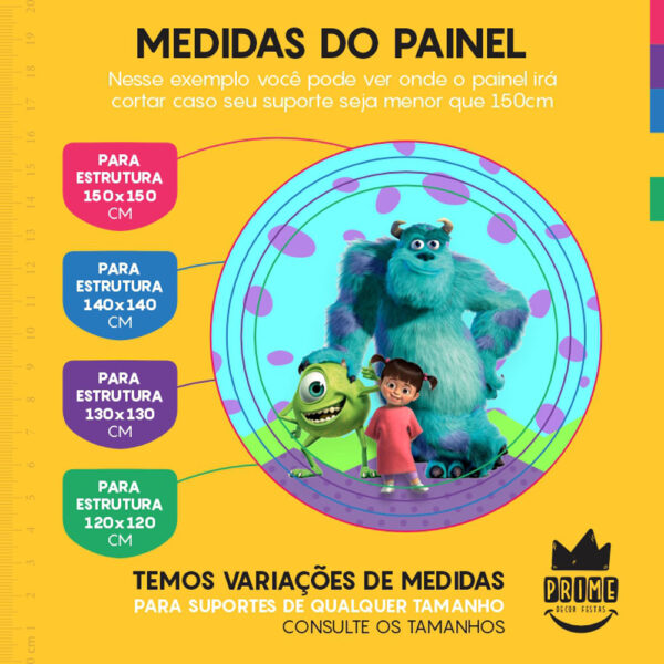 Painel Redondo 3D Monstro SA  Tecido Sublimado - Image 4