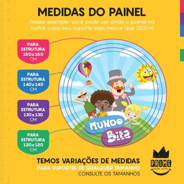 Painel Redondo 3D Mundo Bita Tecido Sublimado - Image 4