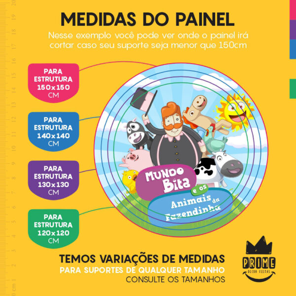 Painel Redondo 3D Mundo Bita Tecido Sublimado - Image 4