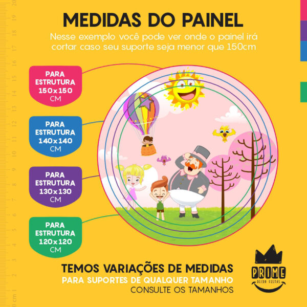 Painel Redondo 3D Mundo Bita Tecido Sublimado - Image 4