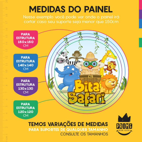 Painel Redondo 3D Mundo Bita Safari Tecido Sublimado - Image 4