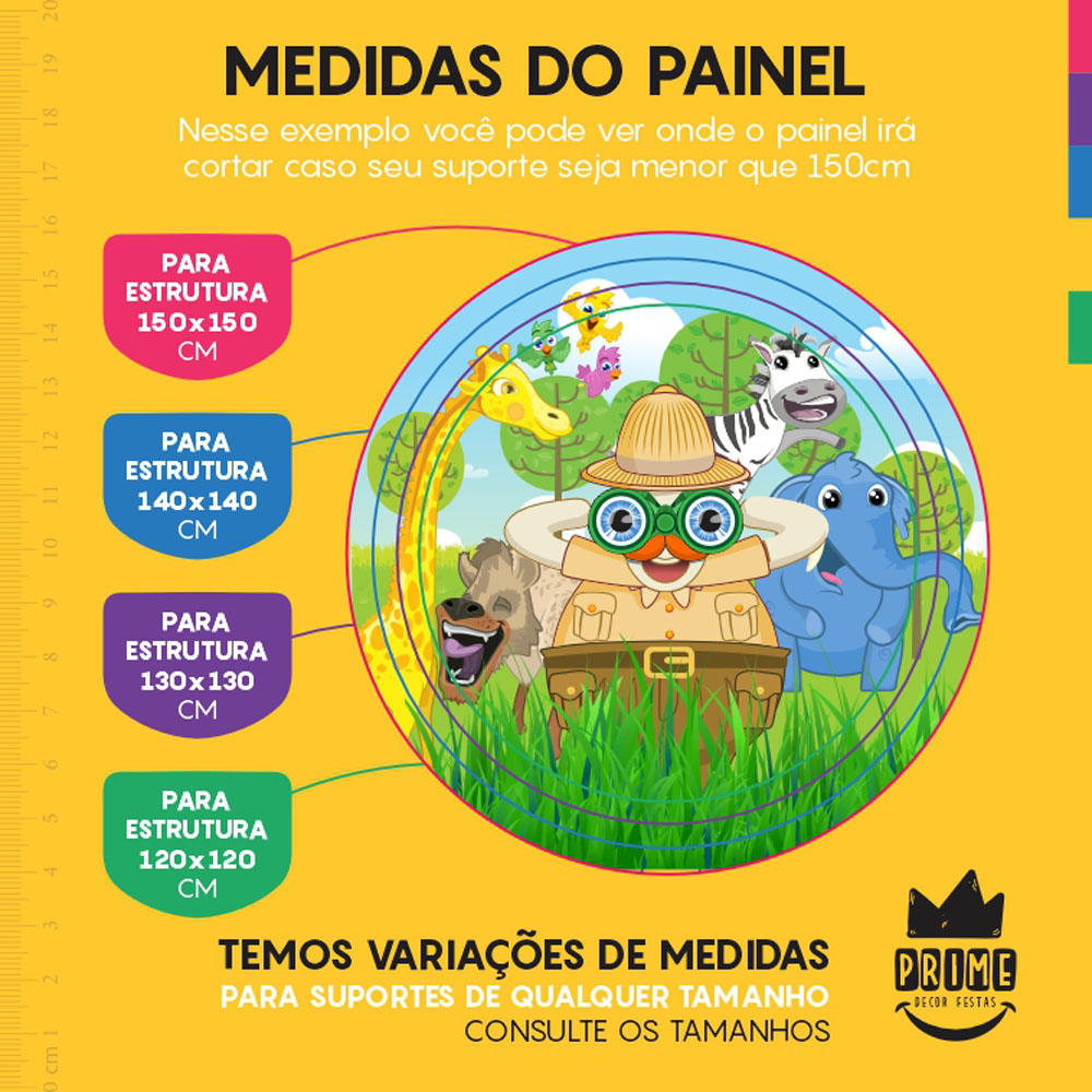 Painel Redondo 3D Mundo Bita Safari Tecido Sublimado - Imagem 4