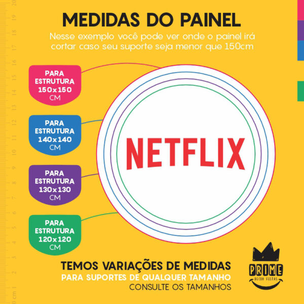 Painel Redondo 3D Netflix Branco Tecido Sublimado - Image 4