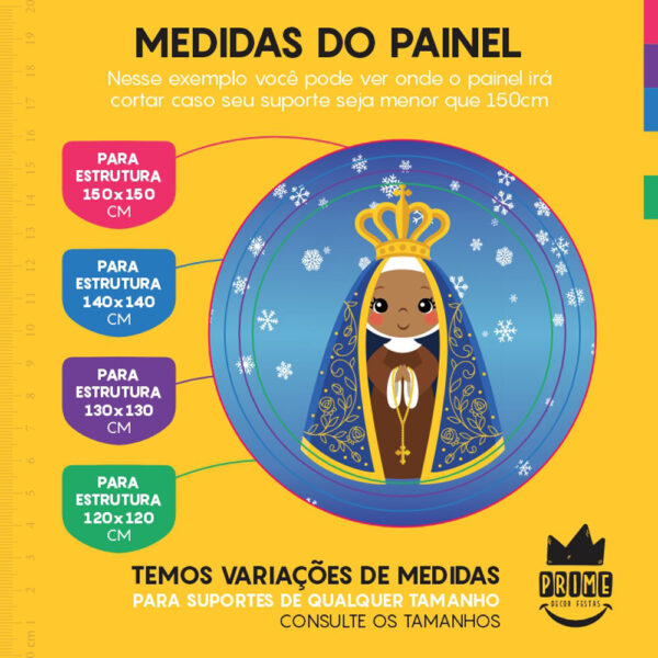 Painel Redondo 3D Nossa Senhora Aparecida Tecido Sublimado - Image 4