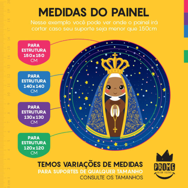 Painel Redondo 3D Nossa Senhora Tecido Sublimado - Image 4