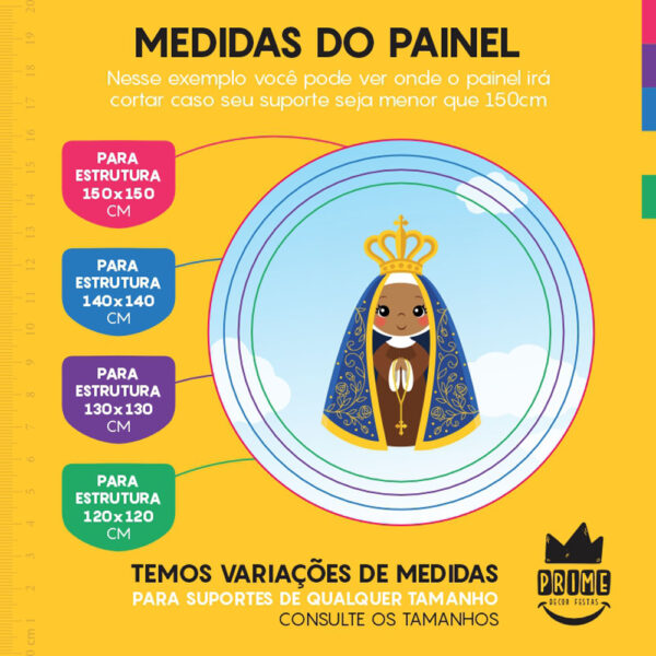 Painel Redondo 3D Nossa Senhora Aparecida Tecido Sublimado - Image 4