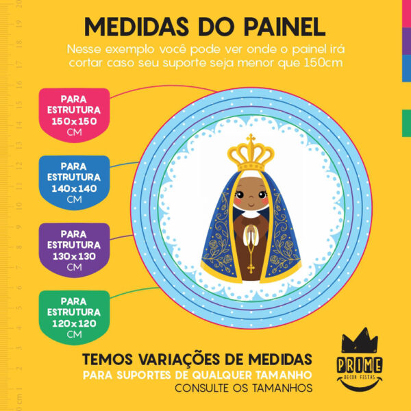 Painel Redondo 3D Nossa Senhora Aparecida Cute Tecido Sublimado - Image 4