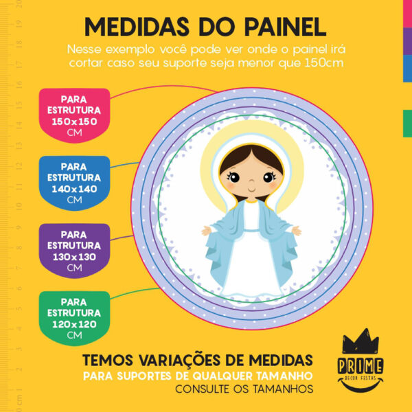 Painel Redondo 3D Nossa Senhora das Graças Tecido Sublimado - Image 4
