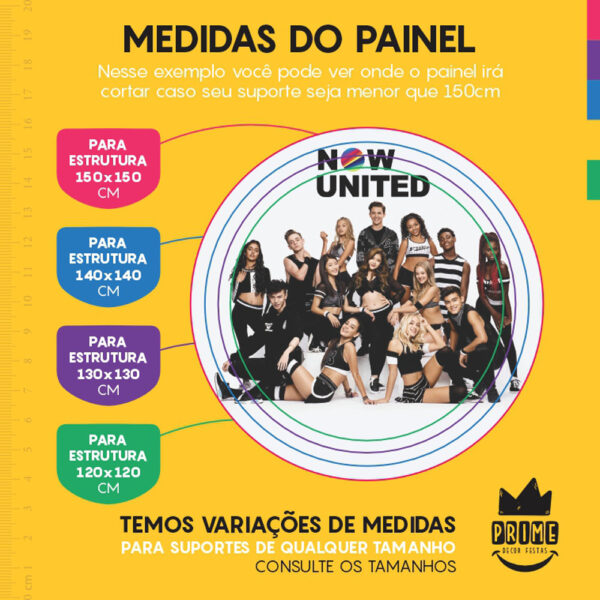 Painel Redondo 3D Now United Tecido Sublimado - Image 4