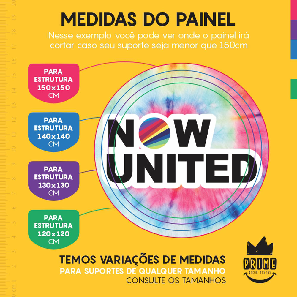 Painel Redondo 3D Now United Tecido Sublimado - Imagem 4
