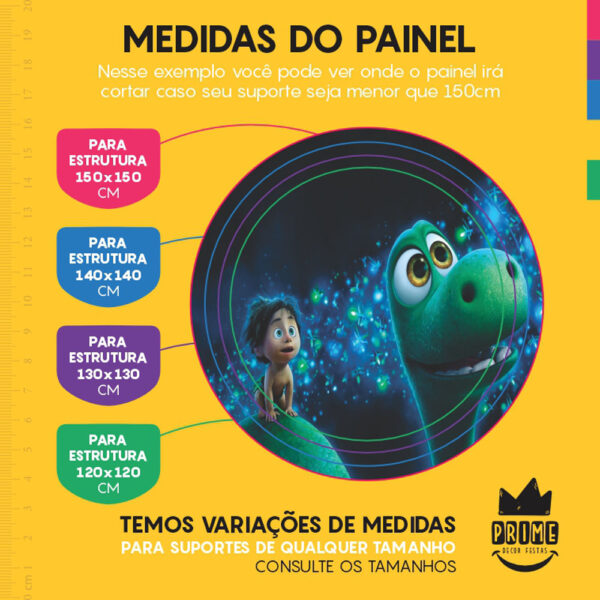Painel Redondo 3D O Bom Dinossauro Tecido Sublimado - Image 4