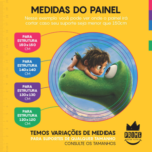 Painel Redondo 3D O Bom Dinossauro Tecido Sublimado - Image 4