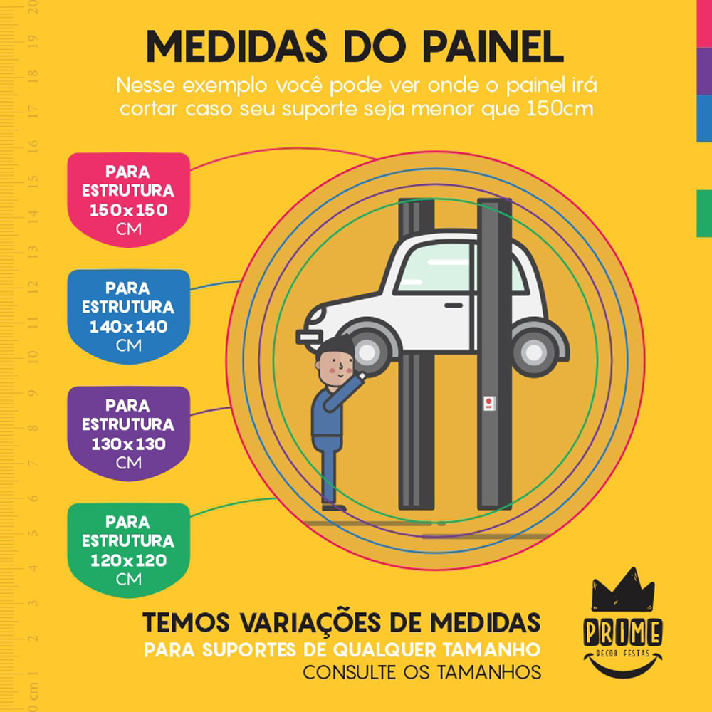 Painel Redondo 3D Oficina Tecido Sublimado - Imagem 4