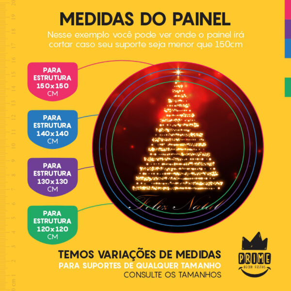 Painel Redondo 3D Natal Arvore Tecido Sublimado - Image 4