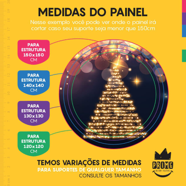 Painel Redondo 3D Natal Arvore Tecido Sublimado - Image 4