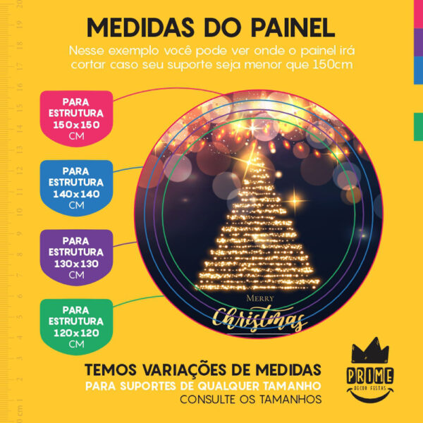 Painel Redondo 3D Natal Arvore Tecido Sublimado - Image 4