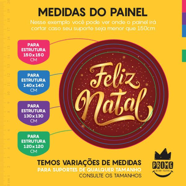 Painel Redondo 3D Feliz Natal Tecido Sublimado - Image 4