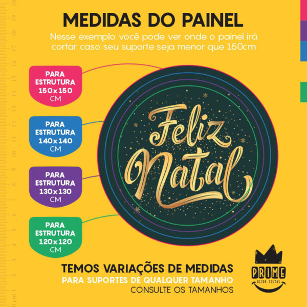 Painel Redondo 3D Feliz Natal Verde Tecido Sublimado - Image 4
