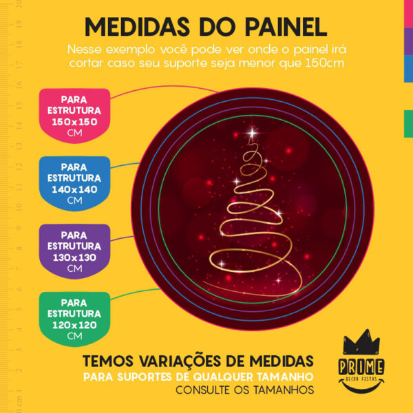 Painel Redondo 3D Feliz Natal Tecido Sublimado - Image 4