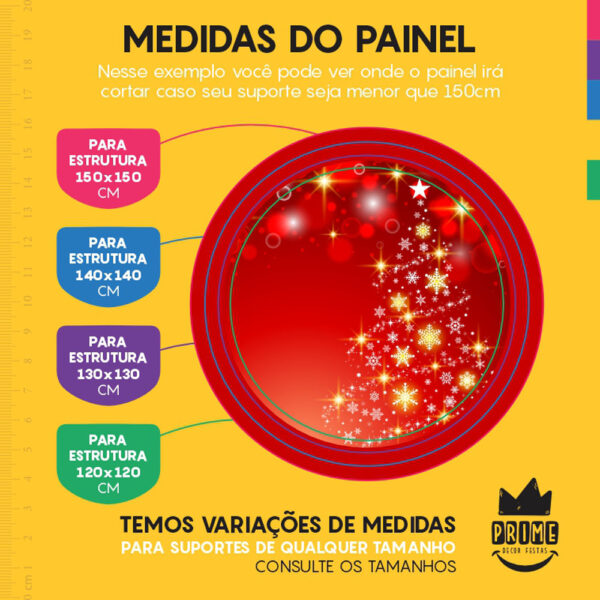 Painel Redondo 3D Feliz Natal Vermelho Tecido Sublimado - Image 4
