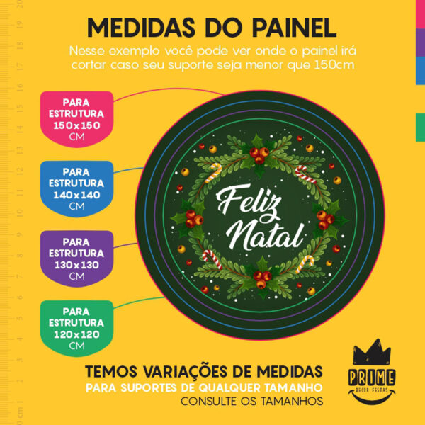 Painel Redondo 3D Feliz Natal Verde Tecido Sublimado - Image 4