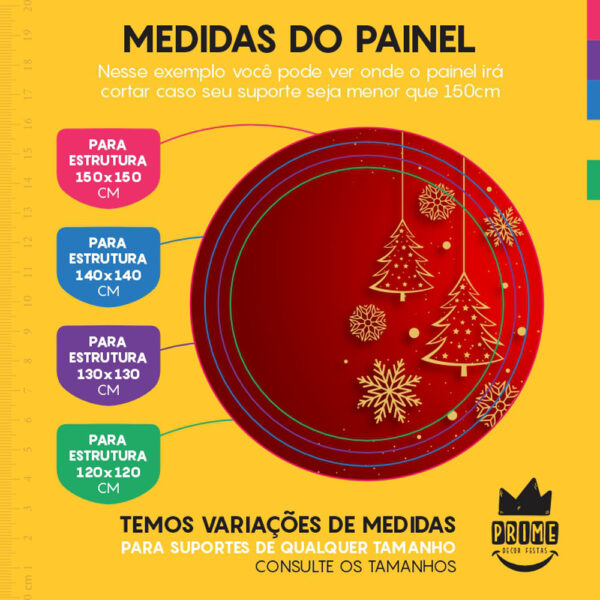 Painel Redondo 3D Feliz Natal Vermelho Tecido Sublimado - Image 4