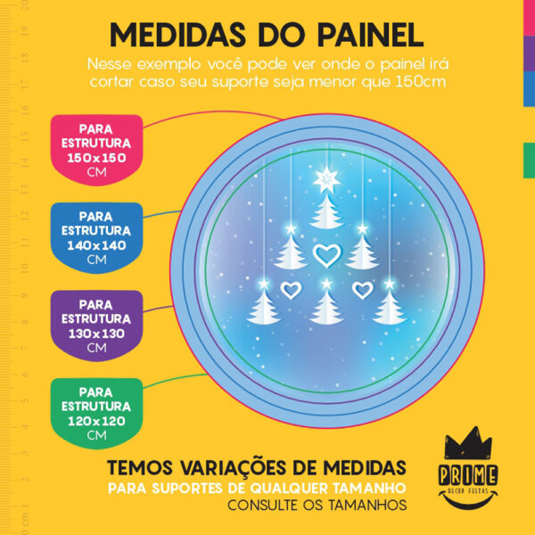 Painel Redondo 3D Feliz Natal Tecido Sublimado - Image 4