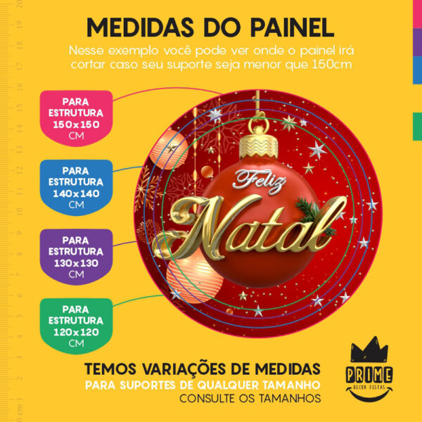 Painel Redondo 3D Feliz Natal Tecido Sublimado - Image 4