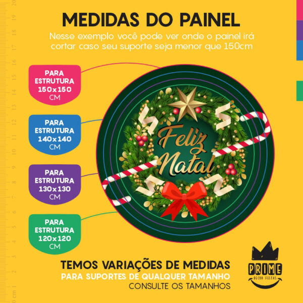 Painel Redondo 3D Feliz Natal Tecido Sublimado - Image 4