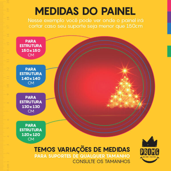 Painel Redondo 3D Feliz Natal Tecido Sublimado - Image 4