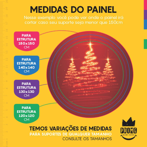 Painel Redondo 3D Feliz Natal Tecido Sublimado - Image 4