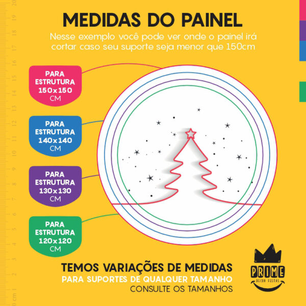 Painel Redondo 3D Feliz Natal Branco Tecido Sublimado - Image 4