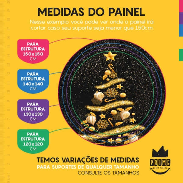 Painel Redondo 3D Feliz Natal Tecido Sublimado - Image 4