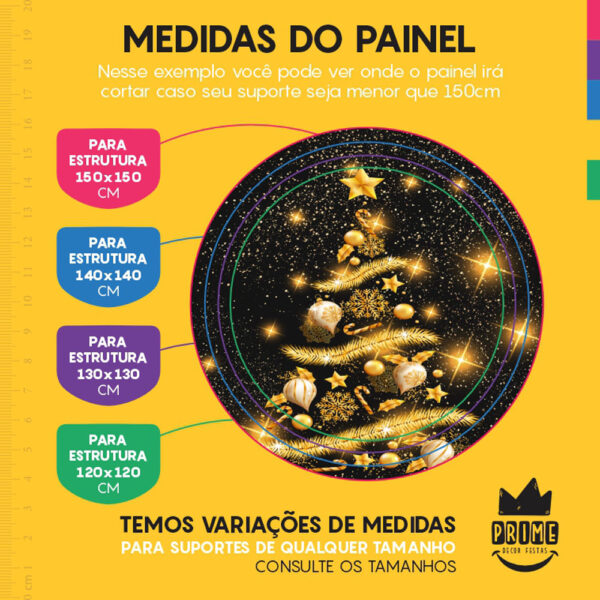 Painel Redondo 3D Feliz Natal Tecido Sublimado - Image 4