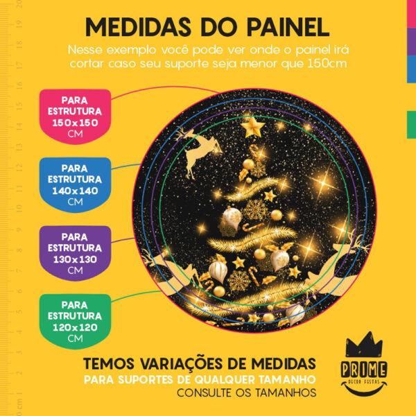 Painel Redondo 3D Feliz Natal Tecido Sublimado - Image 4
