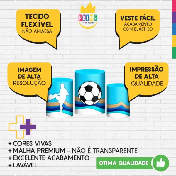 Trio Capas Cilindros Sublimado Futevôlei Tecido Veste Fácil - Image 3