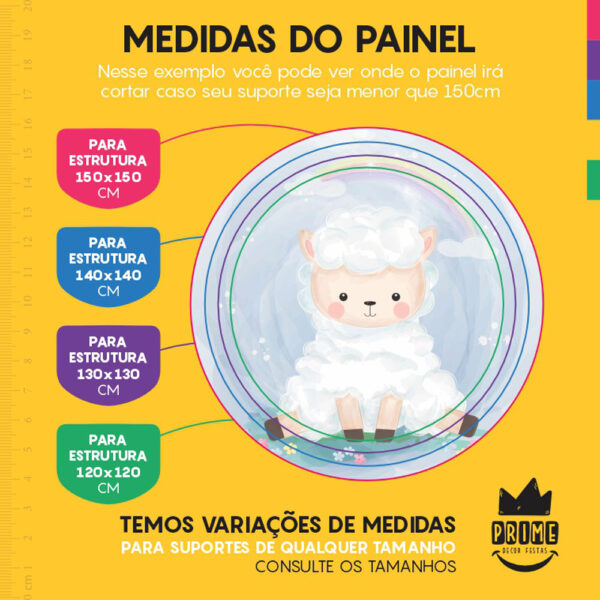 Painel Redondo 3D Ovelhinha Tecido Sublimado - Image 4