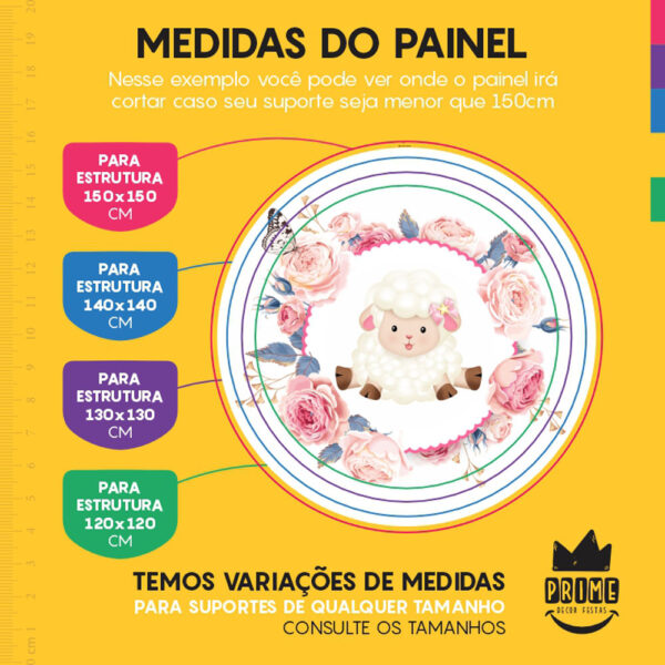Painel Redondo 3D Ovelhinha Tecido Sublimado - Image 4