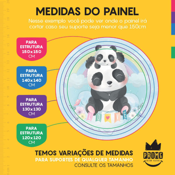 Painel Redondo 3D Panda Tecido Sublimado - Image 4
