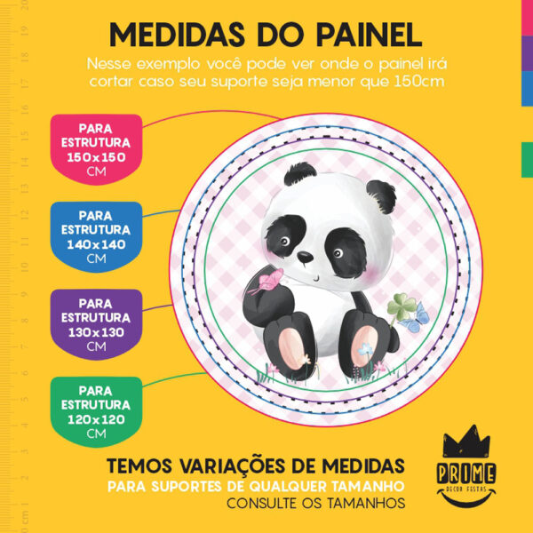 Painel Redondo 3D Panda Tecido Sublimado - Image 4