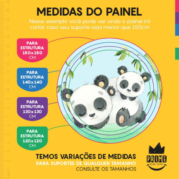 Painel Redondo 3D Panda Tecido Sublimado - Image 4