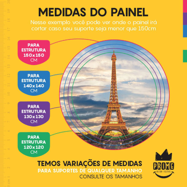 Painel Redondo 3D Paris Tecido Sublimado - Image 4